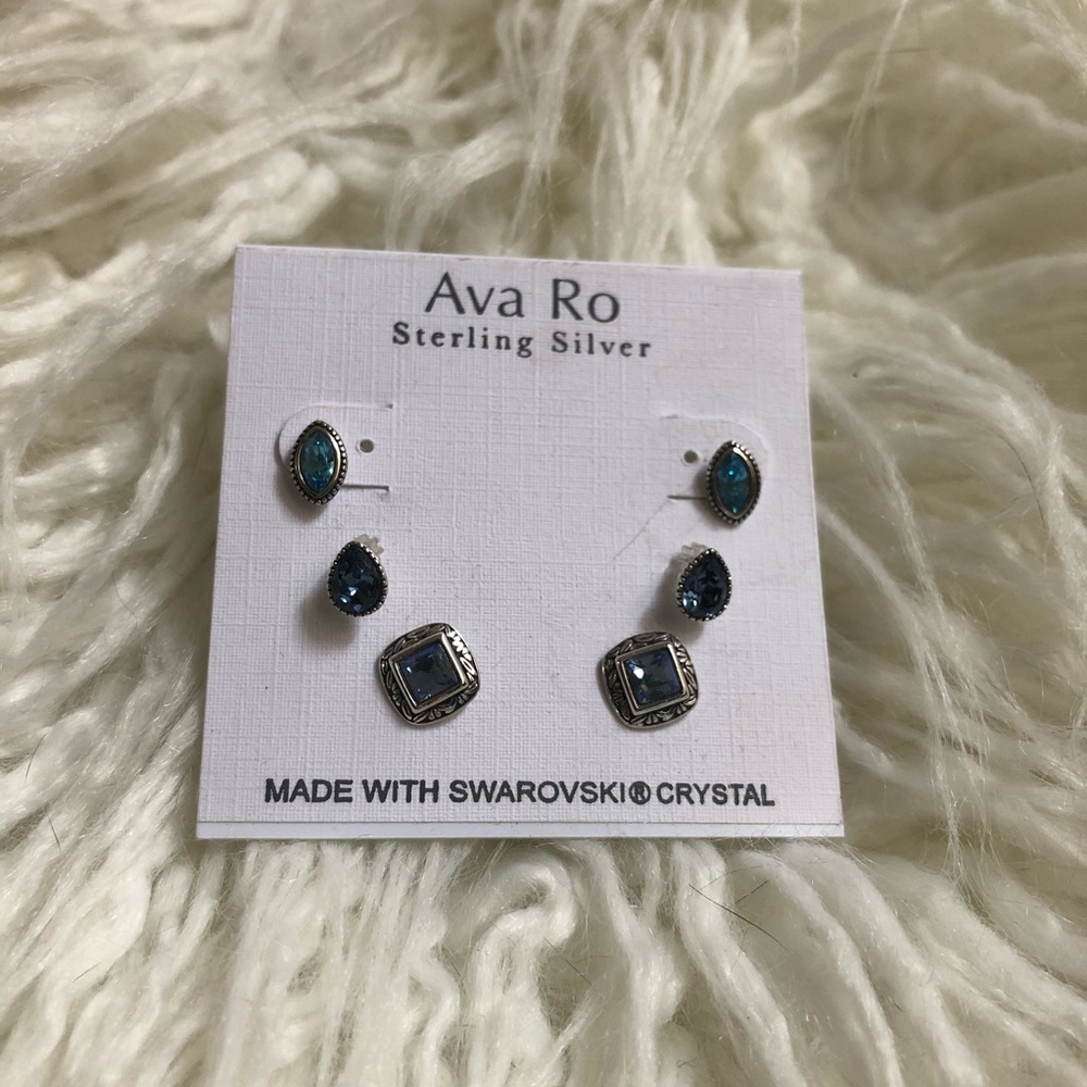 Ava Ro Sterling Silver Swarovski Crystal Earrings